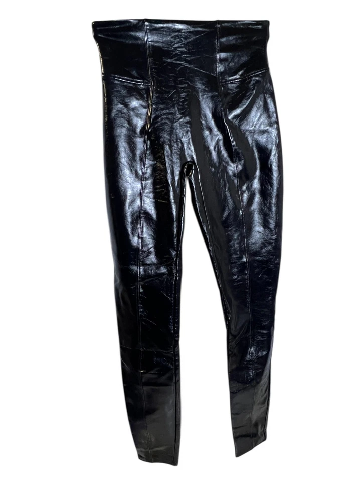 Leggings Spanx de cuero sintético para mujer grandes altos negros tiro alto pantalones modeladores Foto 2 de 4