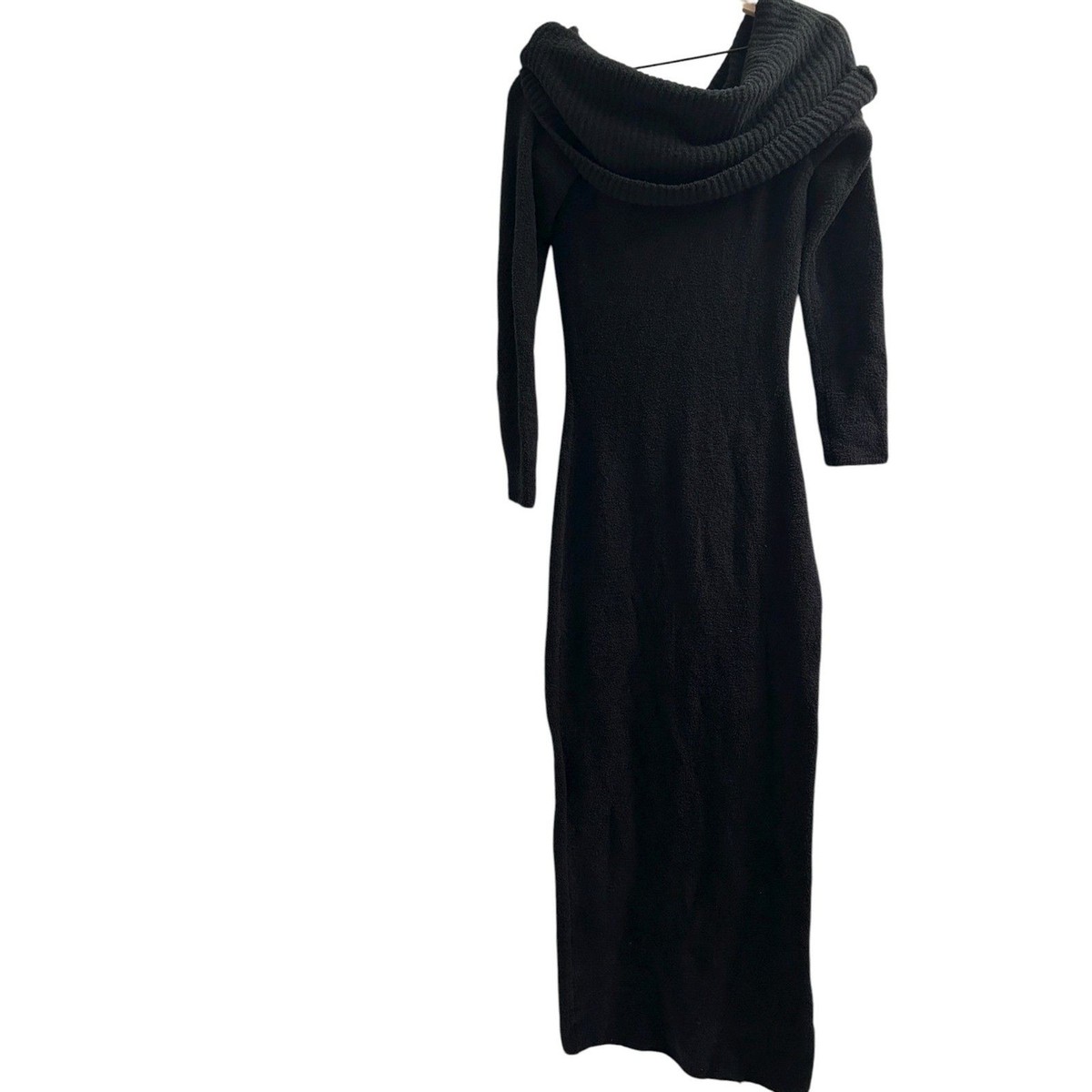 NWT SKIMS Cozy Knit Off the Shoulder Dress XL Onyx | eBay