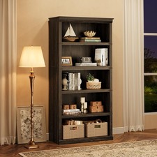 5 Tier Bookshelf ,Farmhouse Bookcase Floor Standing Open Display Storage Shelves