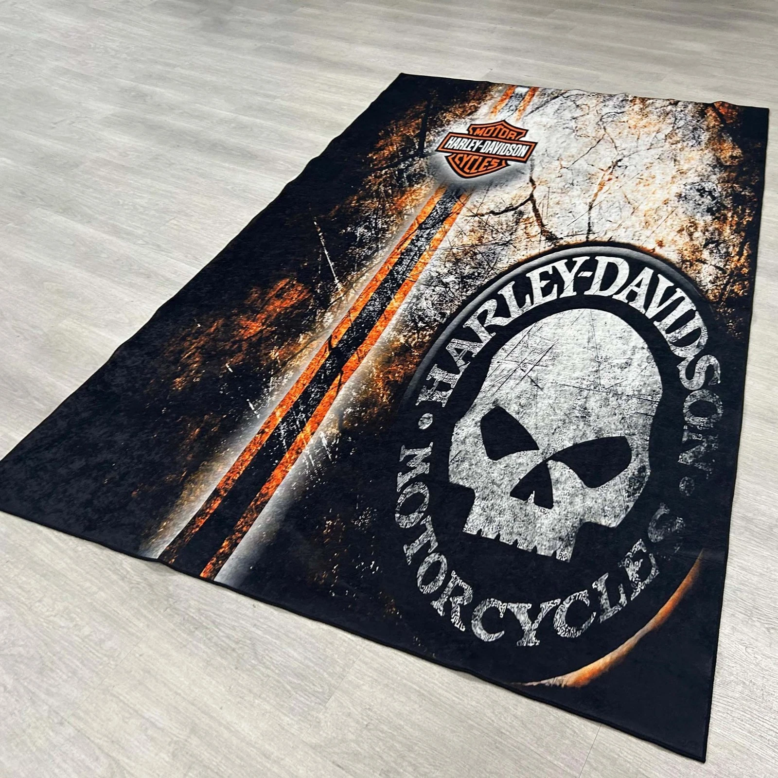 Harley Skull Rug, Harley Motorcycle Rug, American Legend Motorcycle Rug