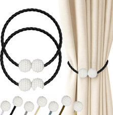 Magnetic Curtain Tiebacks Black 2pcs, Curtain Tiebacks Buckles Holdbacks Holders