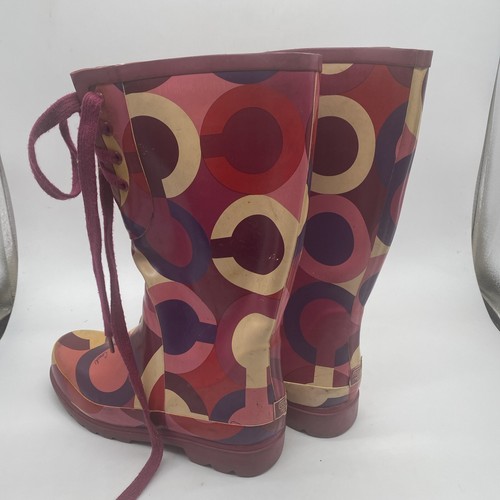 Coach A7347 Periwinkle Rubber Rain Boots Size 7 - Picture 4 of 8