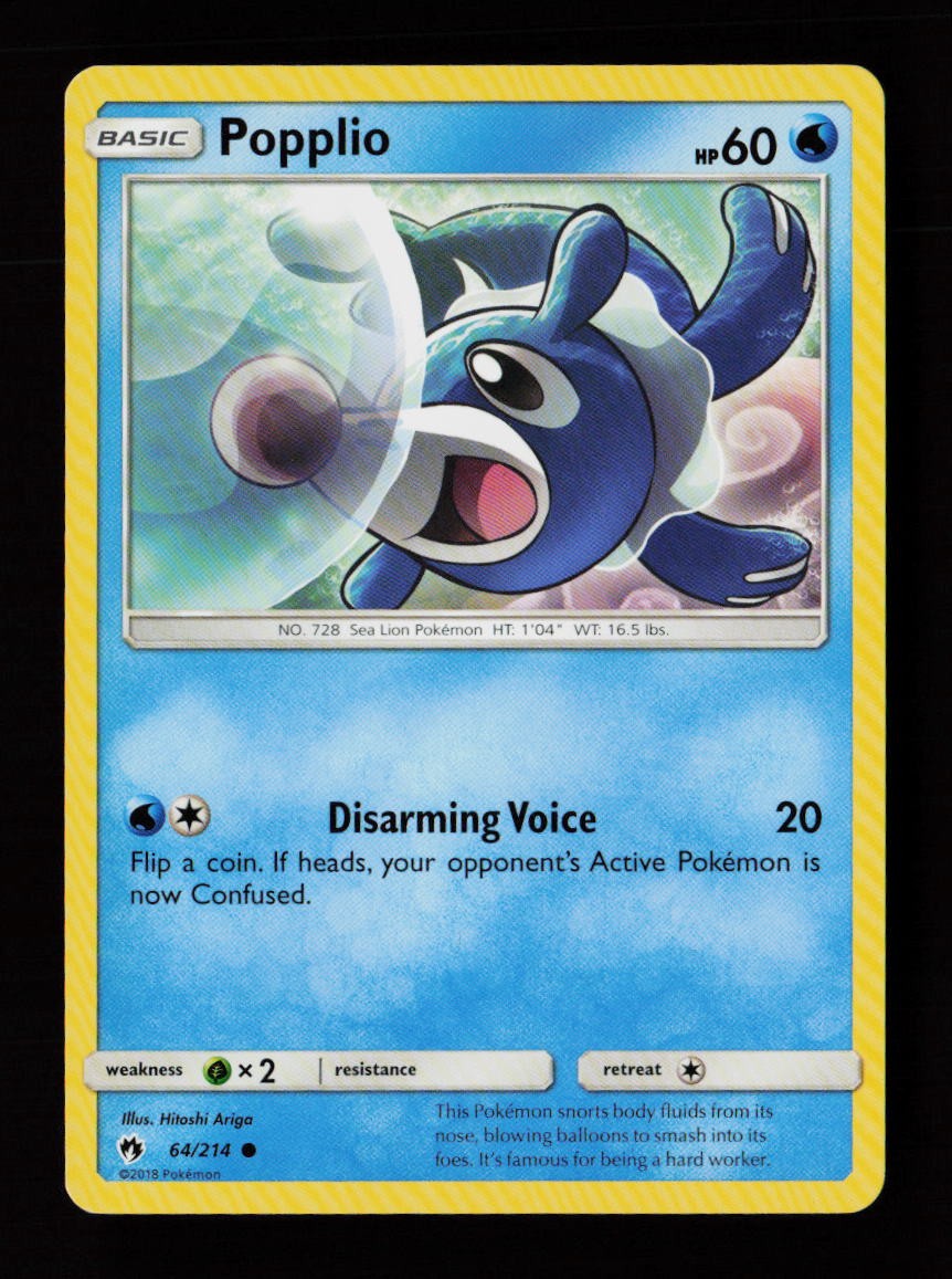 Popplio 64/214 Common Lost Thunder Pokemon Cards