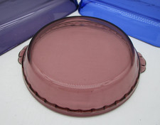 PYREX 229 Cranberry Glass Deep Dish Pie Pan 9...