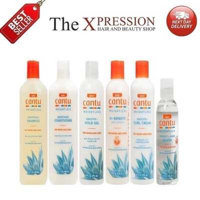 Cantu Weightless Cream Shampoo Conditioner Smooth Curl Bundle Next Day UK