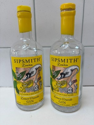 SIPSMITH LEER Gin Flasche x2 London Lemon Drizzle Goose UPCYCLE Craft Yellow