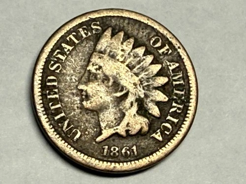1861 copper-nickel INDIAN HEAD U.S. Cent. VG. #q1