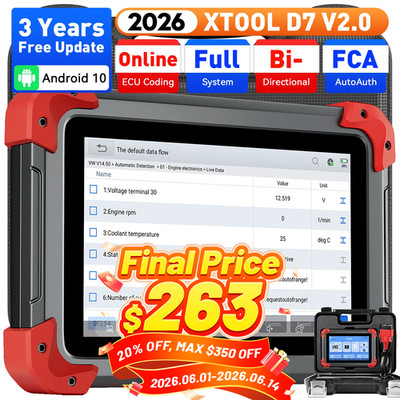 XTOOL D7 V2.0 Auto OBD2 FCA Scanner Bidirectional Diagnostic Tool Key Programmer