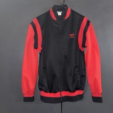 Vintage ADIDAS Trefoil Men  s Full-Zip Track Jacket Red Black Large M 80s Nice