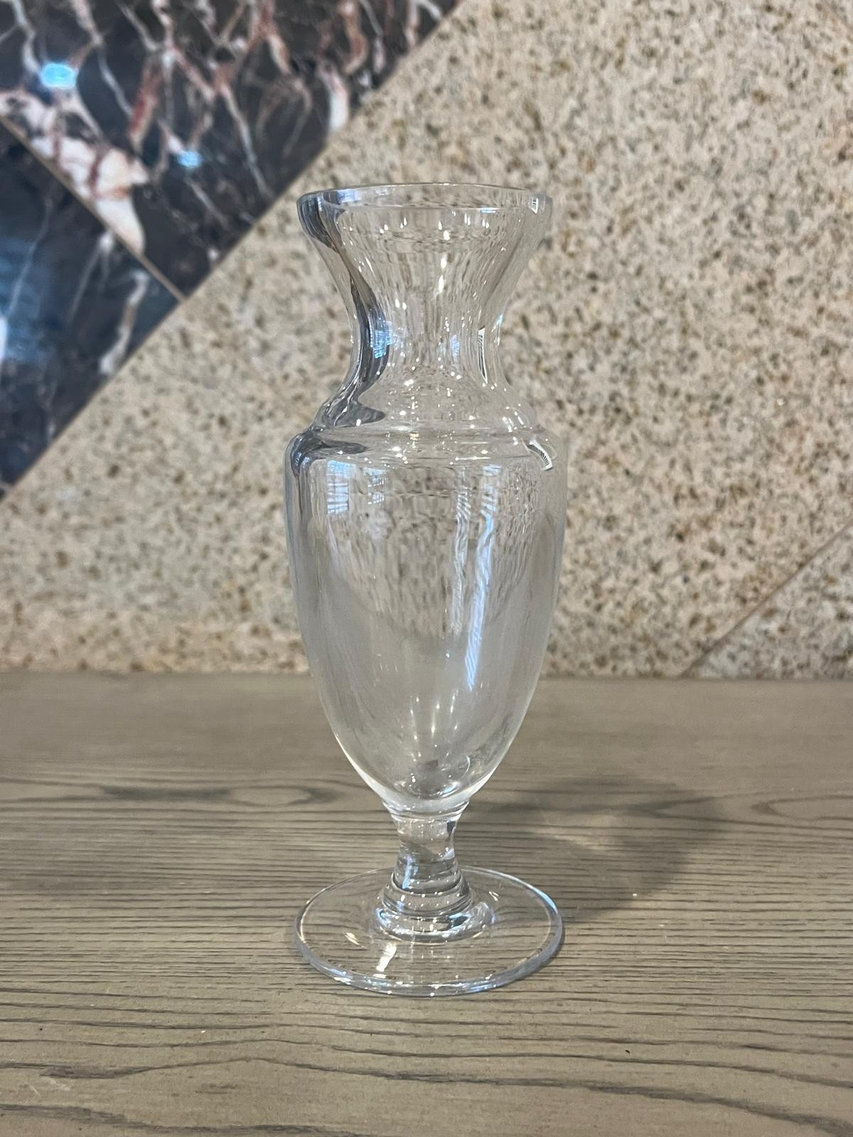 Vintage Lalique Cristal d'Arques Clear Glass Bud Vase Footed Urn Flared Rim 7.5