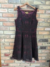 catherine malandrino Formal Burgundy Black Sleeveless Dress Nwot 10 Soutache...