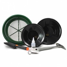 ASR Outdoor 9 Piece Complete Gold Panning Kit, Classifier Sifter Vials - Black