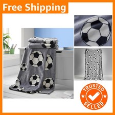 Image of Stylish Football-Themed Kids Throw Blanket 130x170cm - Machine Washable