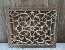 Antique Cast Iron Ornate Floor Vent or Register 11 1/2" x 9 1/2"