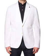 SARTORIA PARTENOPEA White Seersucker Cotton Jacket EU 54 NEW US 44 Current Model