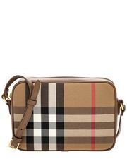 Burberry Check Canvas & Leather Shoulder Bag Women's Brown
