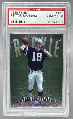 81527110 Peyton Manning 1998 Topps Finest #121 Rookie RC PSA 10