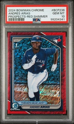 #ad Andres Arias 2024 Bowman Chrome 1st Red Shimmer 10 #BCP 236 PSA 10 POP 2 SSP $149.99