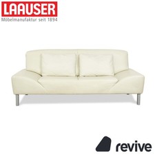 Sofa Canapé En Cuir Crème Pistache Deux Places