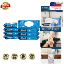 XL Flushable Adult Wipes 360 Count - 40 Larger, Septic Safe, Dry Sensitive Skin