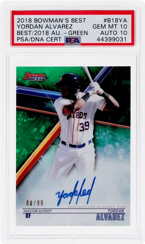 2018 Bowman's Best Yordan Alvarez of '18 Auto Green Refractor /99 PSA 10/10