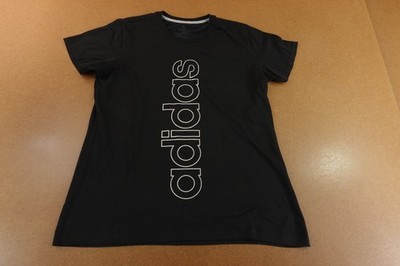 Adidas Womens Size Large Black Logo Graphic Short Sleeve Go To Performance Tee