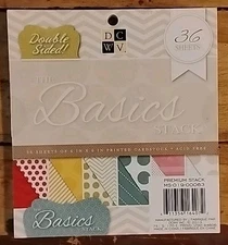 DCWV The Basics Stack Cardstock Paper Pad 6x6 Design Assortment Scrapbooking