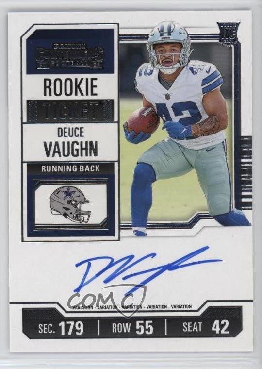 2023 Panini Contenders Ticket RPS Variation Deuce Vaughn #108 Rookie Auto RC gb2