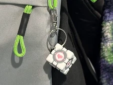 Companion Cube Keychain Backpack Charm Dangle Portal-Inspired Weighted