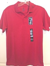 Chaps Boys Schoolwear Red Polo Shirt, Moisture Wicking UPF 50 Sz 14/16 NWT