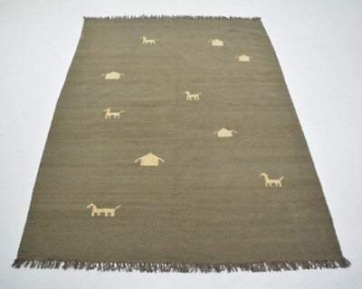 IC288 Tissés à la Main Tapis en Laine Ghashgai Kelim Nature