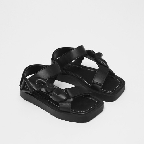 zara black street side bow casual strappy sandals 36 | eBay