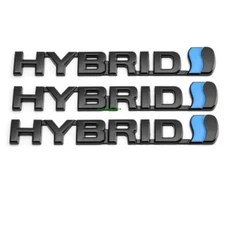3X HYBRID AUTO Body Side Trunk Decal BLACK BLUE Badge Fender Emblem Sticker 15CM