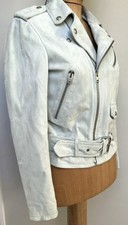 Iro Guape 100% Suede Moto Jacket Duck Egg Blue Rrp £725 Uk8 New