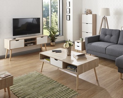 Stockholm Tv Cabinet Unit White Oak Scandinavian Design With