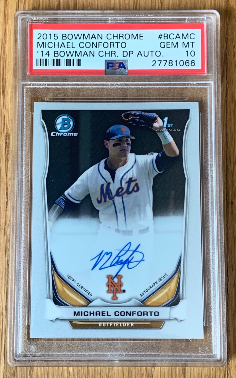 2015 Bowman Chrome Michael Conforto '14 Bowman Chr. DP Auto #BCAMC PSA 10