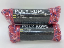 2 Pro Essentials Multi-Purpose 0.25" Diameter Poly Ropes 25ft Each Red