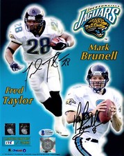 Fred Taylor + Mark Brunell Signed Jaguars JAGS 8x10 inch Photo + BECKETT BAS COA