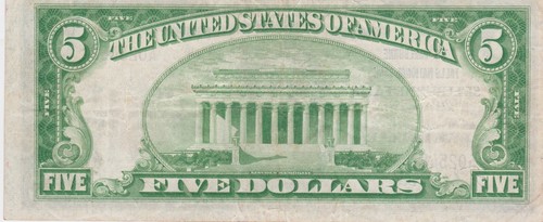 KAPPYS W1009A $5.00 1929 TP2 SHELBURNE FALLS NATIONAL BANK NOTE SHELBURNE MA EF - Picture 2 of 2