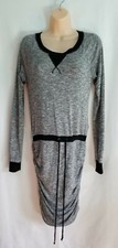 Women Mossimo Gray Black Stretch Dress Draw String Waistband Ruched Side Size XS