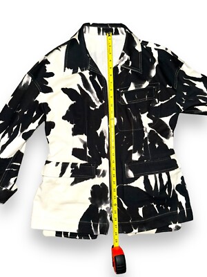 DRIES VAN NOTEN Oversized Full-Zip Dyed Jacket Black White Denim