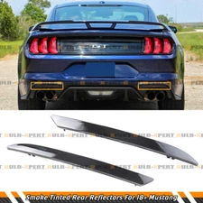 FOR 2018-23 FORD MUSTANG SMOKE TINTED LENS REAR BUMPER DIFFUSER REFLECTOR A PAIR