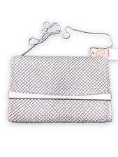 NOS Vtg White Gold Formal Shoulder Strap 1970s 70s Beaded Purse handbag Disco