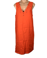 Everly Coral Scalloped V-Neck Sheath Sleeveless Shift Dress Anthropologie sz L