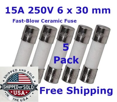 Microwave Fuse Ceramic 15 Amp 250V Fast-Blow fits most Whirlpool Kenmore GE, etc