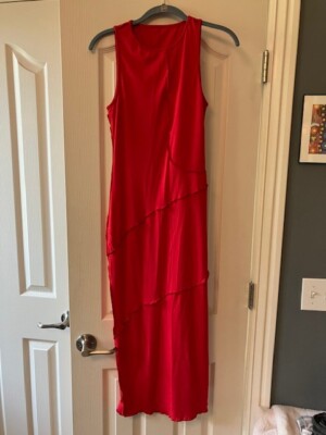 Shein Clothing Womens Red Maxi Dress Sleeveless Polyester Long Size S