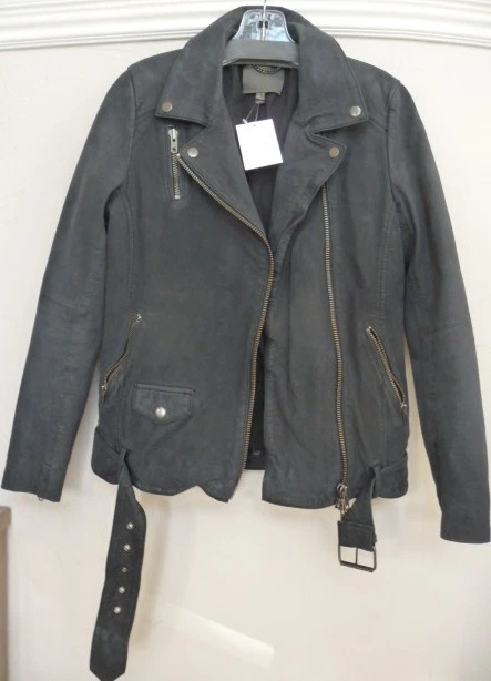 NUEVO CON ETIQUETAS MUUBAA Narayan Blusa Cuero Motociclista Chaqueta Minorista $625 Foto 2 de 4