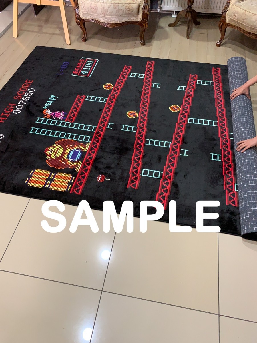 Gamer rug, fun rug, game room rug, monkey rug, video game rug
