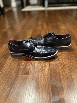 Ted Baker Braythe 2 Derby Shoes In Navy Blue Leather Size 10  display picture 2