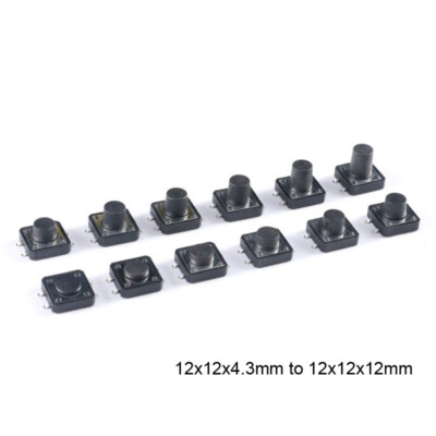 Touch Switch Patch SMD 4Pin Micro Push Button Switch 12x12x4.3mm to 12x12x12mm